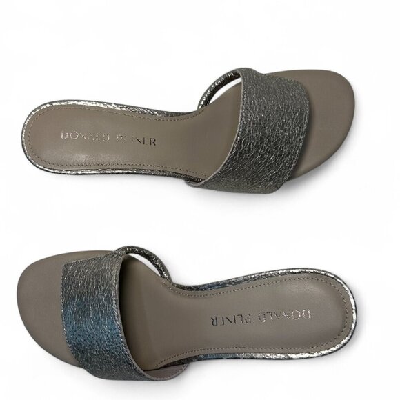 DONALD PLINER Vimm Pebbled Slip-on Mid Heel, Metallic Light Taupe, Sz 7, NEW - Picture 7 of 12